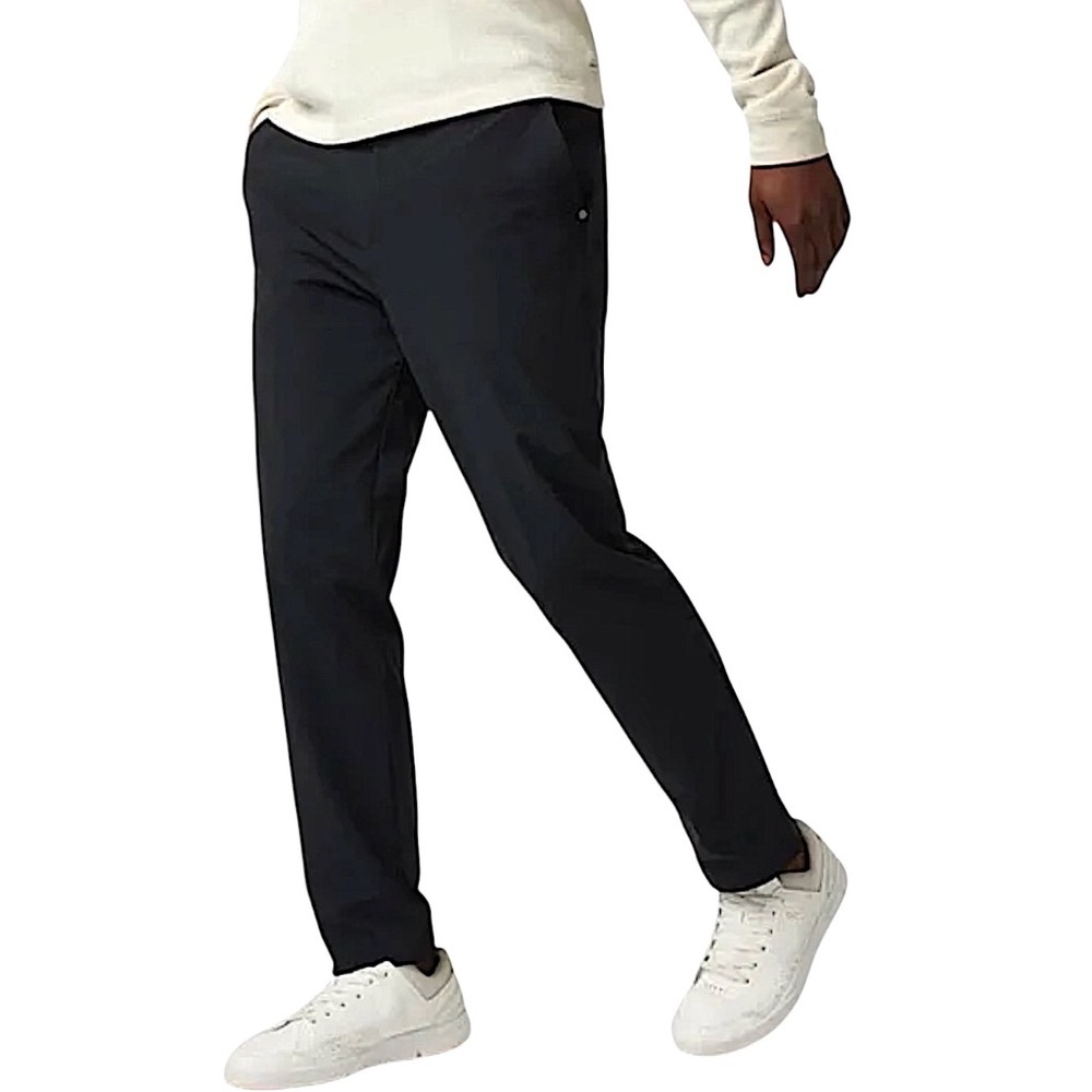 VUORI Fleet Pants M Black Athletic Slim 30" Elastic Waist Stretch Performance